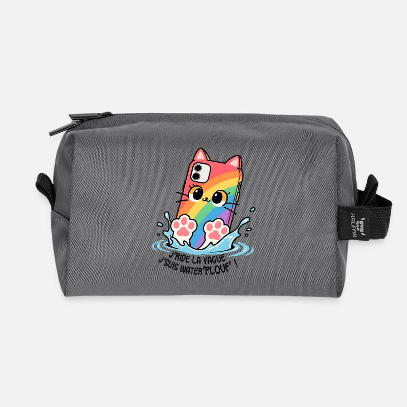 Waterplouf Katze Handy! - Recycelte Kulturtasche - Anthrazit