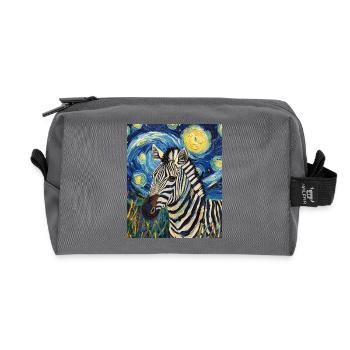 zèbre style van gogh nuit étoilée - Trousse de toilette en tissu recyclé - anthracite - Devant
