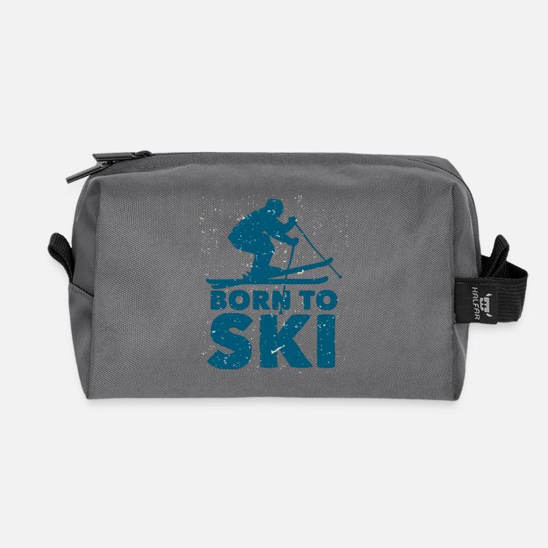Born to Ski Silhouette - Recycelte Kulturtasche - Anthrazit