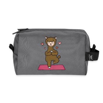 Cuddly Alpaca Yoga Heart - Recycled Toiletry Zip Bag - anthracite - Front
