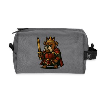Bulldog Warrior King with Sword Fantasy Graphic - Recycled Toiletry Zip Bag - anthracite - Front