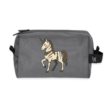 Tribal Warrior Unicorn with Braids and Markings - Recycled Toiletry Zip Bag - anthracite - Front