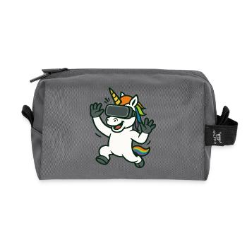 VR-Einhorn-Maskottchen mit Regenbogendetails - Recycelte Kulturtasche - Anthrazit - Vorne