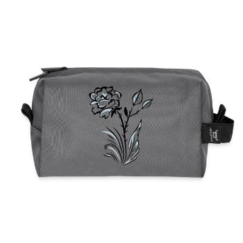 Rose stylisée à contours - Trousse de toilette en tissu recyclé - anthracite - Devant
