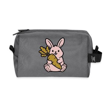 Cute Bunny with Carrot Carrot Comic - Recycled Toiletry Zip Bag - anthracite - Front