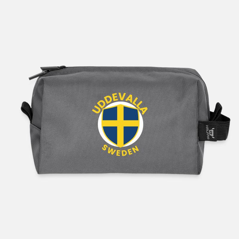 Swedish Shield Emblem with Flag - Recycled Toiletry Zip Bag - anthracite