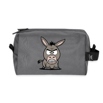 Dessin animé de l’âne en colère - Trousse de toilette en tissu recyclé - anthracite - Devant