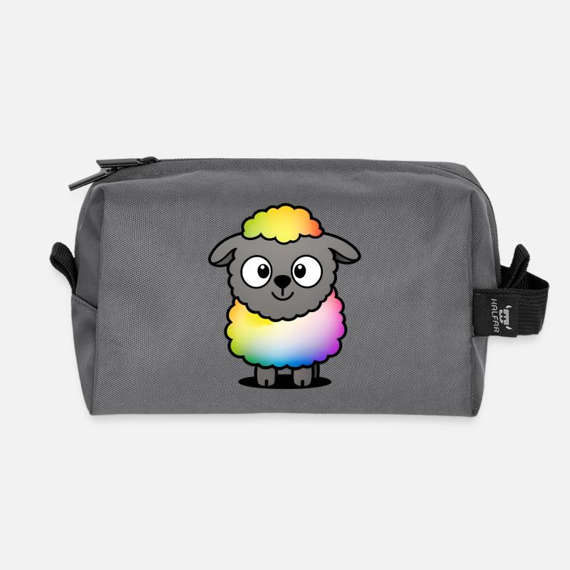 Rainbow Fluffy Sheep - Recycled Toiletry Zip Bag - anthracite