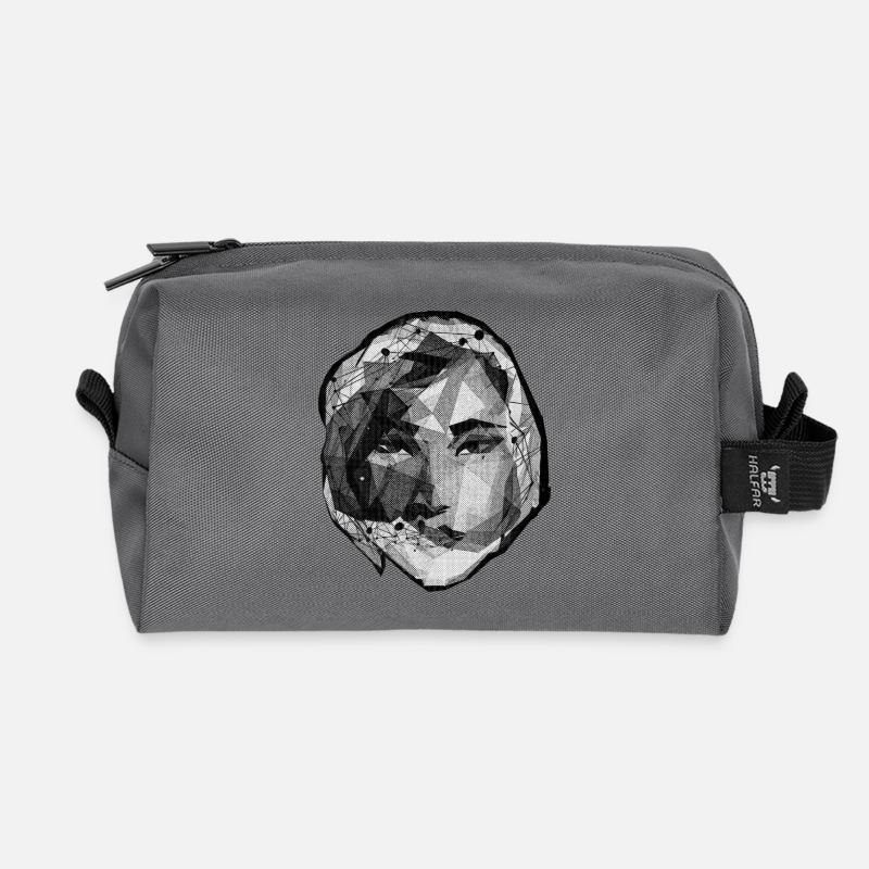 LOWPOLY WOMAN #1 - black & white - Recycled Toiletry Zip Bag - anthracite