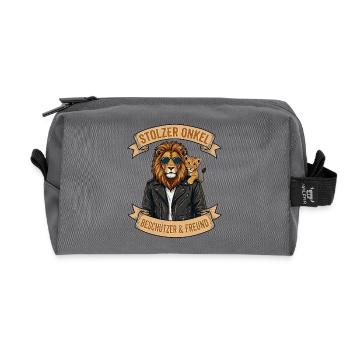 Lion Uncle: Protector & Friend - Recycled Toiletry Zip Bag - anthracite - Front