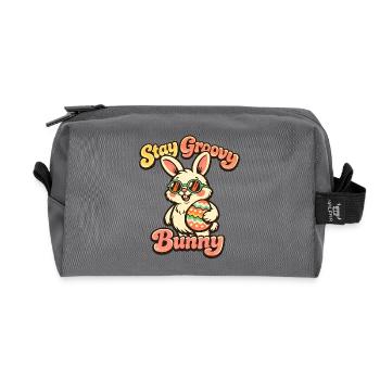 Retro Bunny with Sunglasses Easter Rabbit Ears - Recycled Toiletry Zip Bag - anthracite - Front