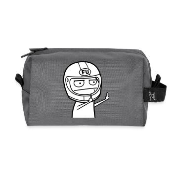 FU Meme mit Motorradhelm (Farben änderbar) - Recycelte Kulturtasche - Anthrazit - Vorne