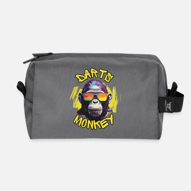 Dartmonkey with Sunglasses - Recycled Toiletry Zip Bag - anthracite