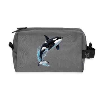 Orca springt aus dem Meer Illustration - Recycelte Kulturtasche - Anthrazit - Vorne