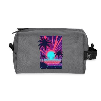 Neon sunset on the palm beach - Recycled Toiletry Zip Bag - anthracite - Front