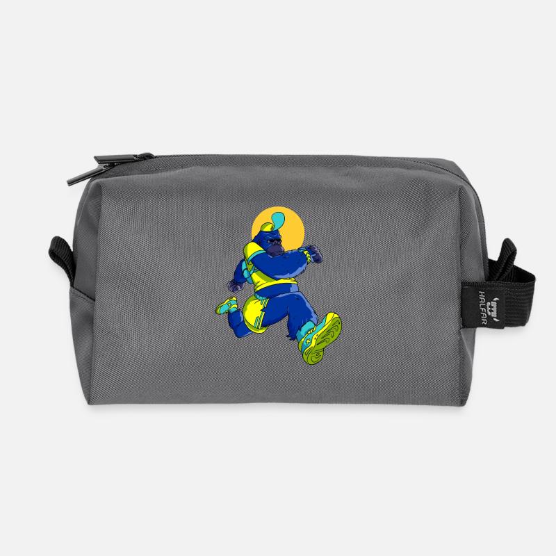 Blue Gorilla runner - Recycled Toiletry Zip Bag - anthracite