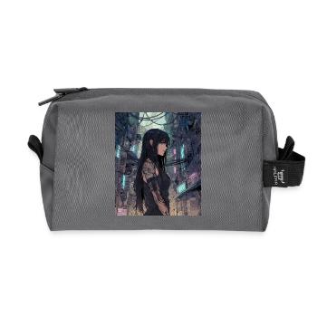 Cybernoir Diva im Neon-Dschungel - Recycelte Kulturtasche - Anthrazit - Vorne