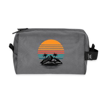 Soleil rétro palmier horizon - Trousse de toilette en tissu recyclé - anthracite - Devant