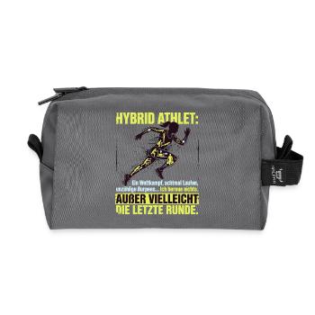 Hybrid Athlet Wettkampf lustiger Spruch - Recycelte Kulturtasche - Anthrazit - Vorne