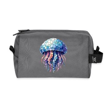 Quallen Mosaik - Bunte Kunst für Ozean-Fans - Recycelte Kulturtasche - Anthrazit - Vorne