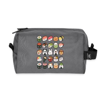 Kawaii Sushi Friends Mignonne Art culinaire japonais - Trousse de toilette en tissu recyclé - anthracite - Devant