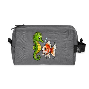 Poisson rouge hippocampe des Amis sous-marins - Trousse de toilette en tissu recyclé - anthracite - Devant