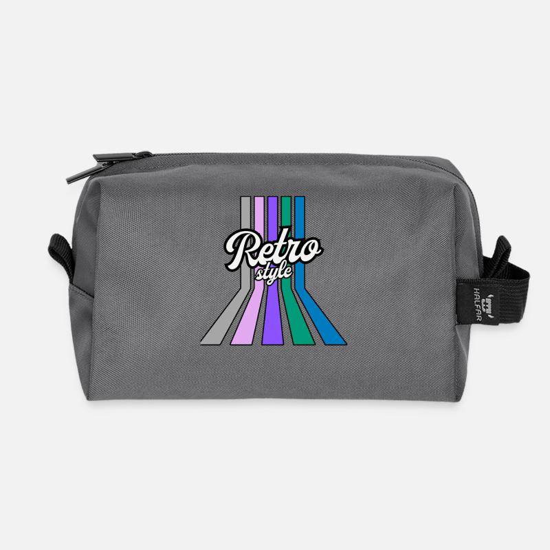 StyleRetro Multicolor Stripes - Recycled Toiletry Zip Bag - anthracite