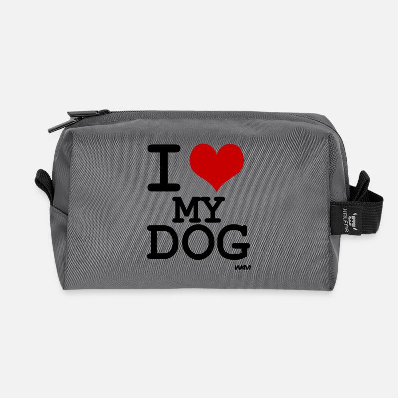 i love my dog - Recycelte Kulturtasche - Anthrazit