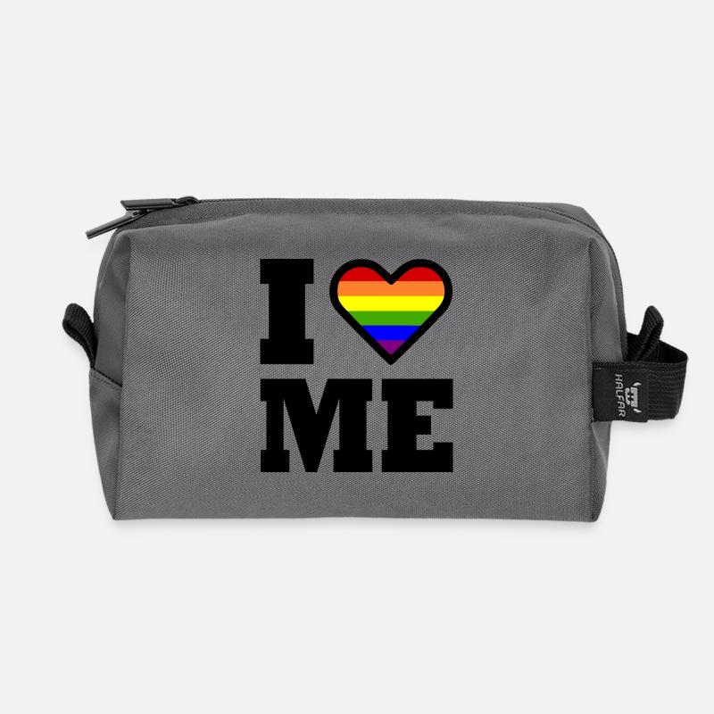 I love me - Recycelte Kulturtasche - Anthrazit