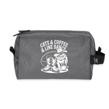 Les chats, le café et la danse en ligne. Cadeau de danse en ligne - Trousse de toilette en tissu recyclé - anthracite - Devant