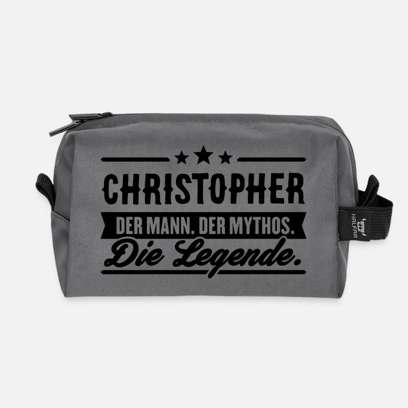 Man Myth Legend Christopher - Recycled Toiletry Zip Bag - anthracite