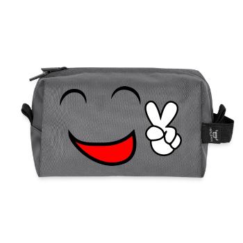 Smiley - Recycled Toiletry Zip Bag - anthracite - Front