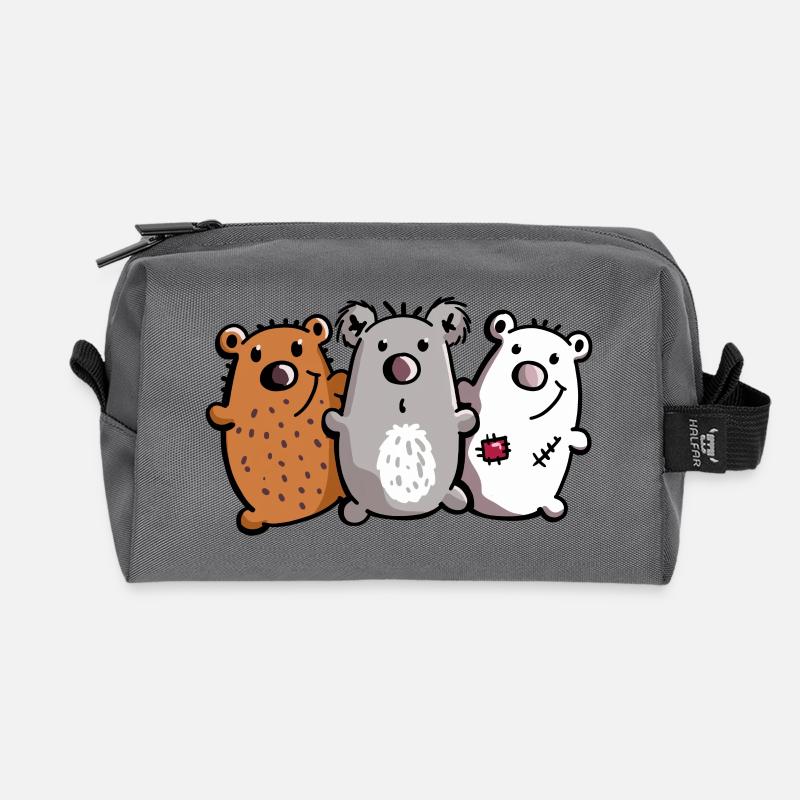 Bären Trio - Bärchen - Koala - Eisbär - Braunbär - Recycelte Kulturtasche - Anthrazit