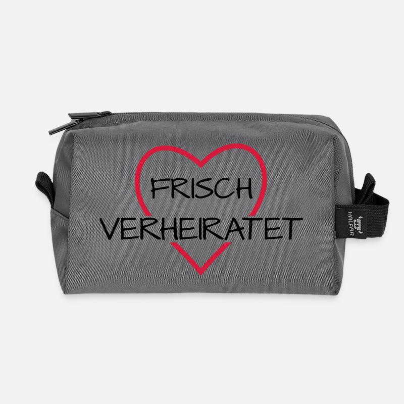 Frisch verheiratet Herz Hochzeit Hochzeitsreise - Recycelte Kulturtasche - Anthrazit