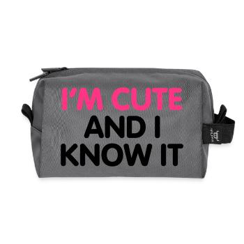 I'm cute and i know it - Recycled Toiletry Zip Bag - anthracite - Front