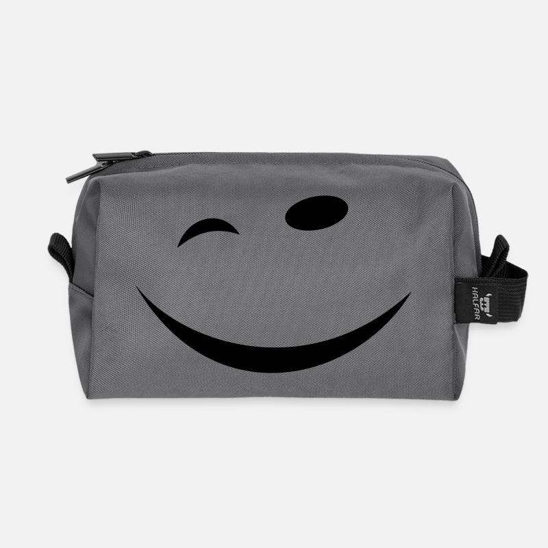 Zwinkersmiley - Recycelte Kulturtasche - Anthrazit