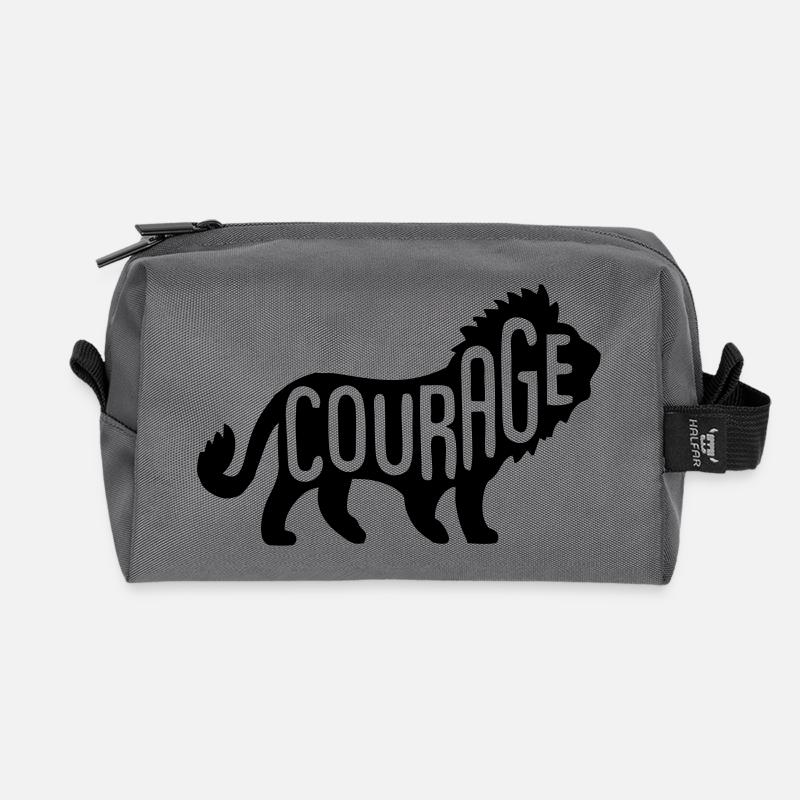 Löwe - Lion Courage - Recycelte Kulturtasche - Anthrazit