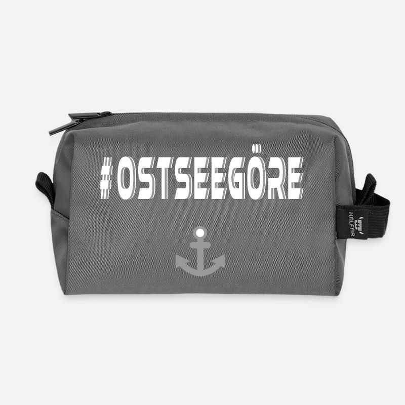 Ostseegöre mit Anker V.2 - Urlaubsreif - Recycelte Kulturtasche - Anthrazit