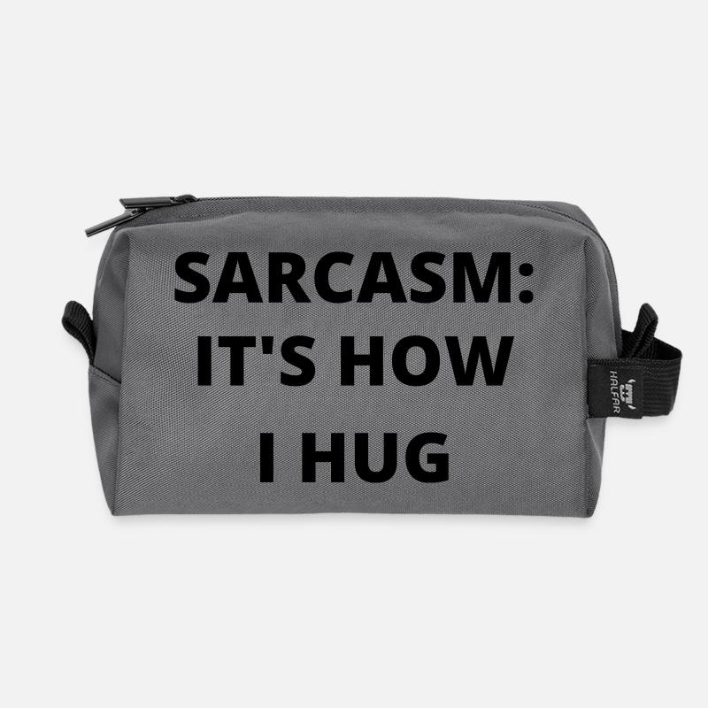 Playful Sarcasm and Laughter Quote Tee - Recycled Toiletry Zip Bag - anthracite