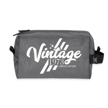 Vintage 1973 Birthday Sayings - Recycled Toiletry Zip Bag - anthracite - Front