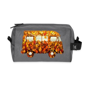 Camping-car d’automne: Sous un feuillage coloré - Trousse de toilette en tissu recyclé - anthracite - Devant