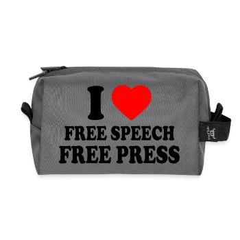 i love free speech free press - Trousse de toilette en tissu recyclé - anthracite - Devant