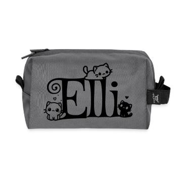 Elli nom Prénom Nom du chaton - Trousse de toilette en tissu recyclé - anthracite - Devant