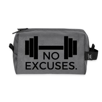 No Excuses - Design with Dumbbell - Recycled Toiletry Zip Bag - anthracite - Front