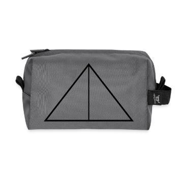 Design géométrique d’inspiration végétale - Trousse de toilette en tissu recyclé - anthracite - Devant