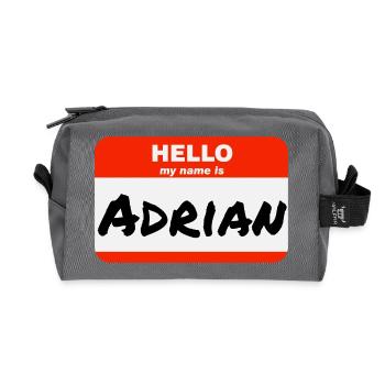 Hello My Name Is Adrian Label Name Tag - Recycled Toiletry Zip Bag - anthracite - Front