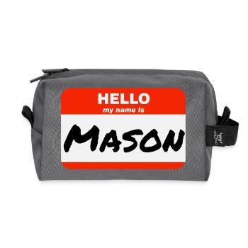 Bonjour Je m’appelle Mason Étiquette Nom Étiquette - Trousse de toilette en tissu recyclé - anthracite - Devant