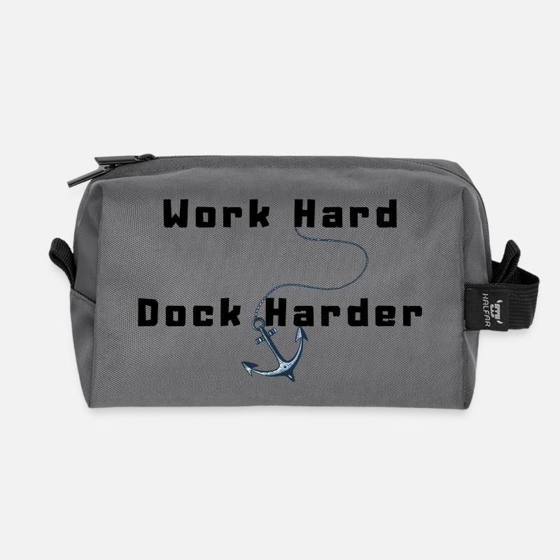 Work Hard Dock Harder - Recycled Toiletry Zip Bag - anthracite