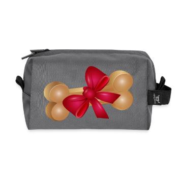 Os à mâcher cadeau avec ruban rouge - Trousse de toilette en tissu recyclé - anthracite - Devant