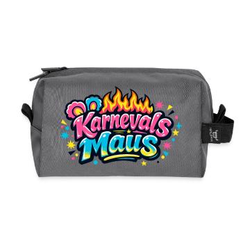 Jeck de la souris de carnaval - motif de l’Alaaf de Cologne - Trousse de toilette en tissu recyclé - anthracite - Devant